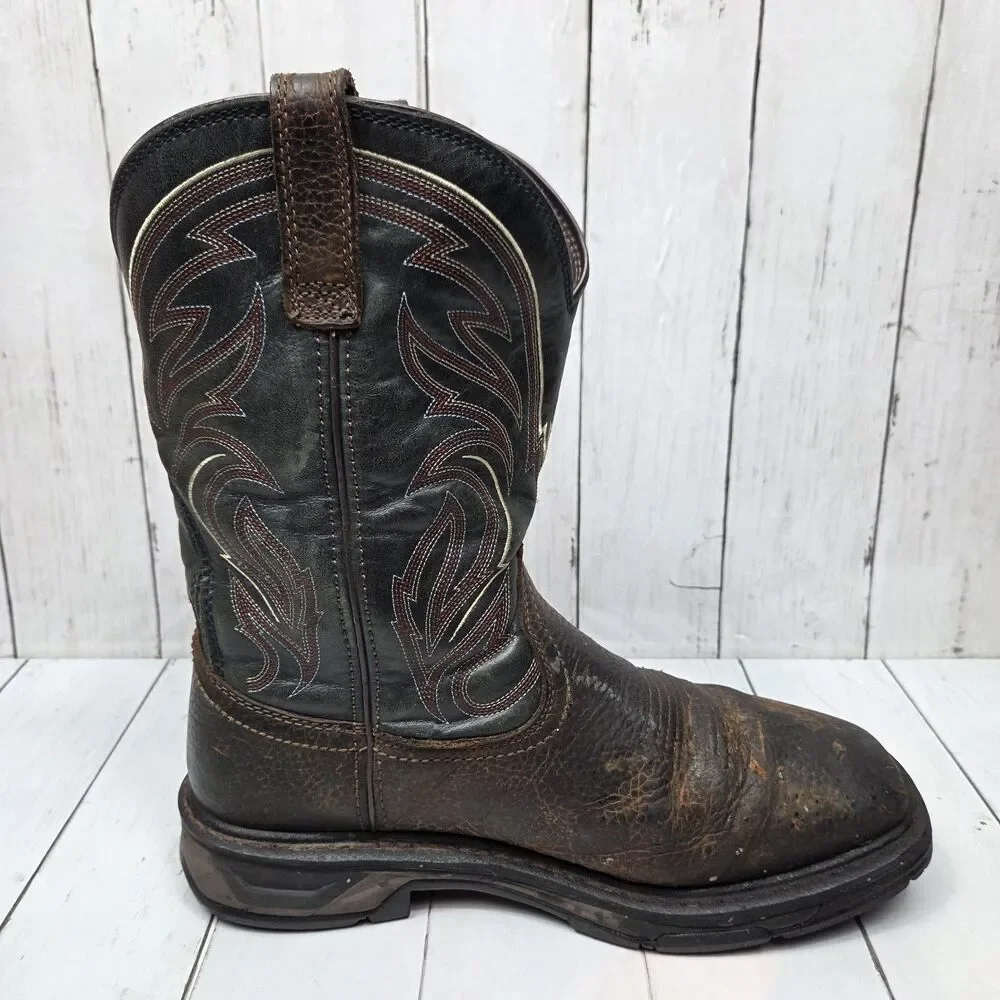 Ariat Work Men's Leather Boots ASTM F2892-18 EH Size 10.5 EE Wide Brown Black